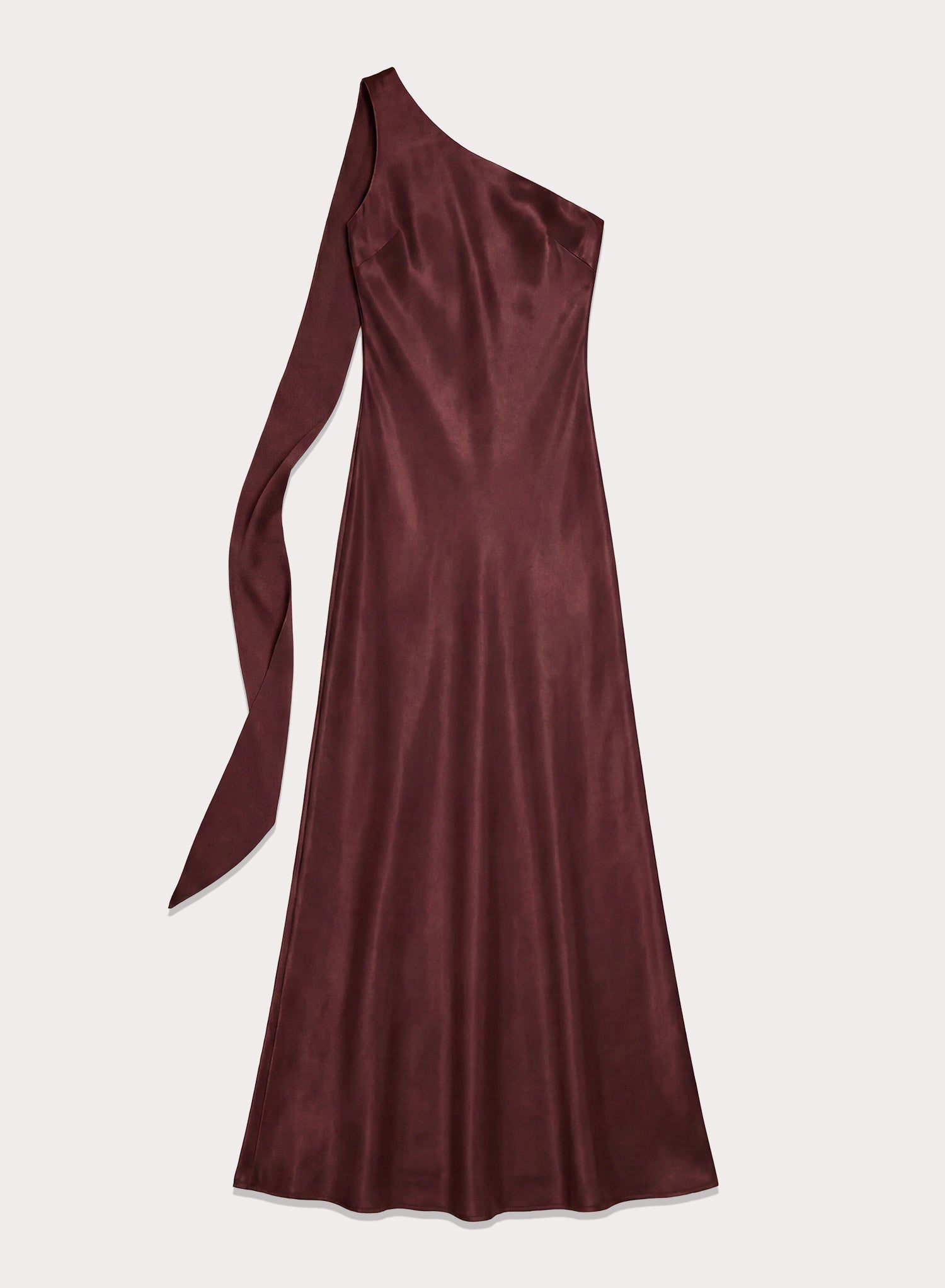 Chocolate Satin One Shoulder Maxi Dress
